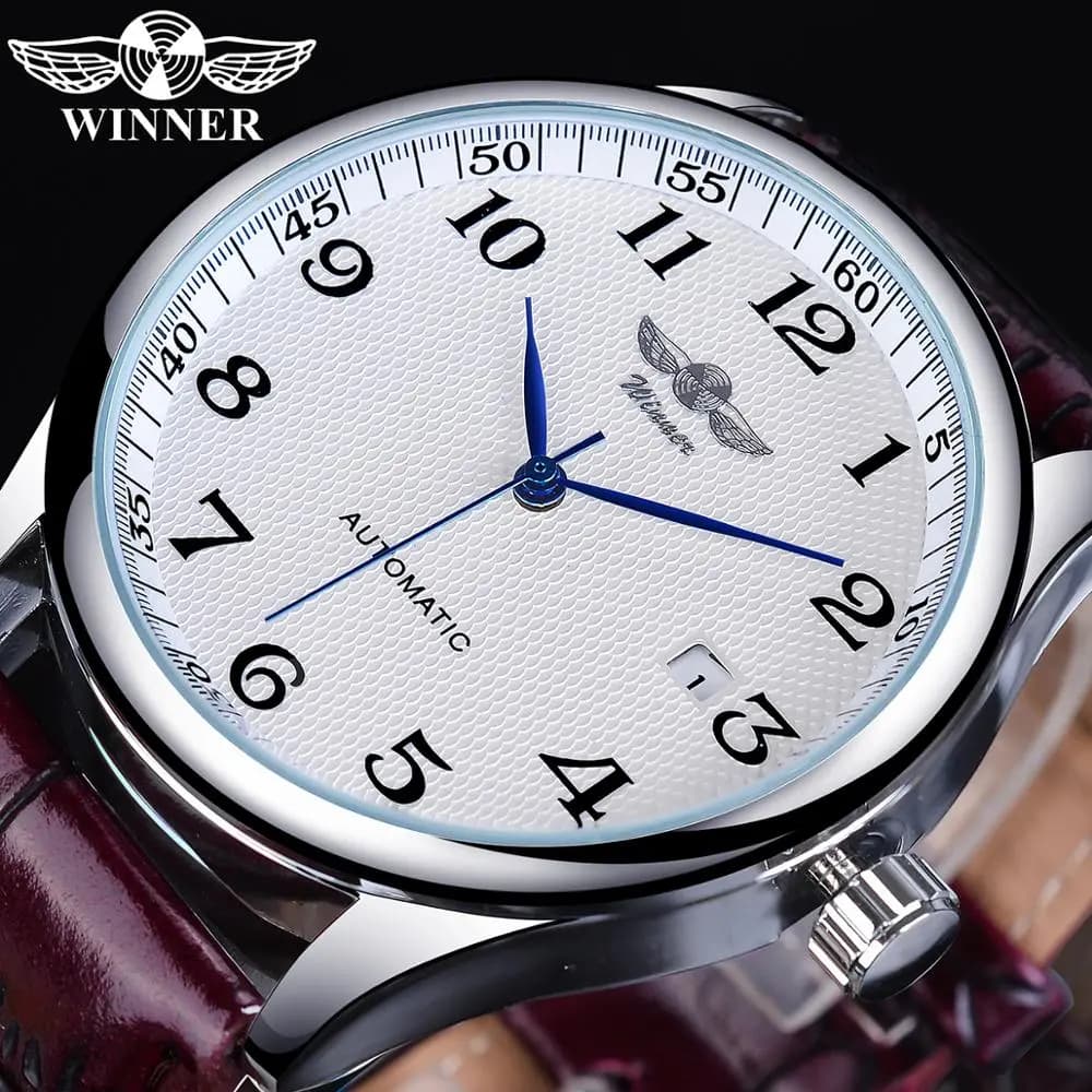 Automatic Mechanical Watch Men Time Master Leather Strap
