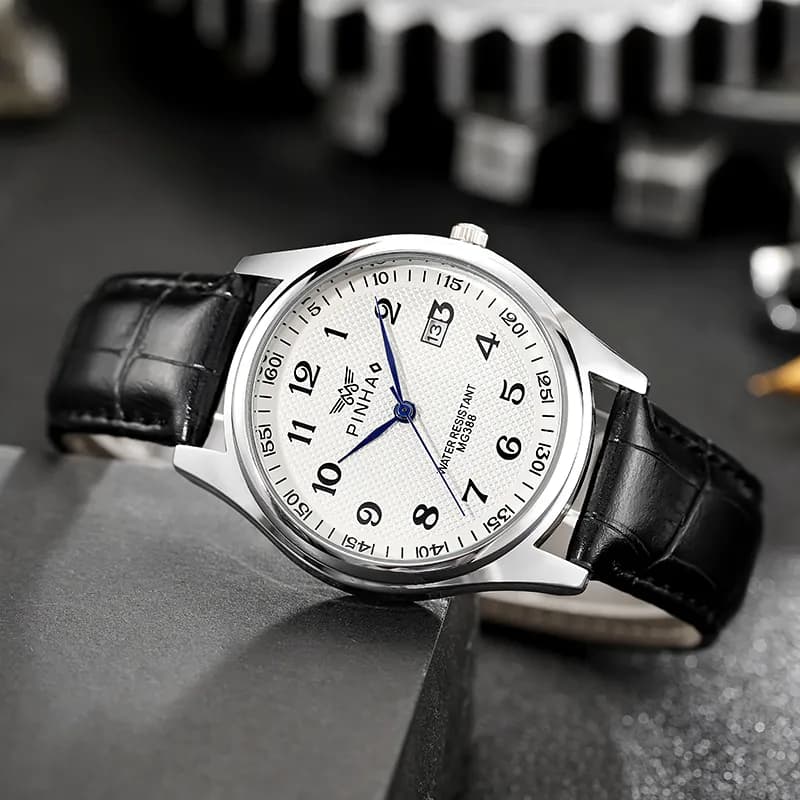 Genuine Leather Strap Fashion Calendar Mens Watch